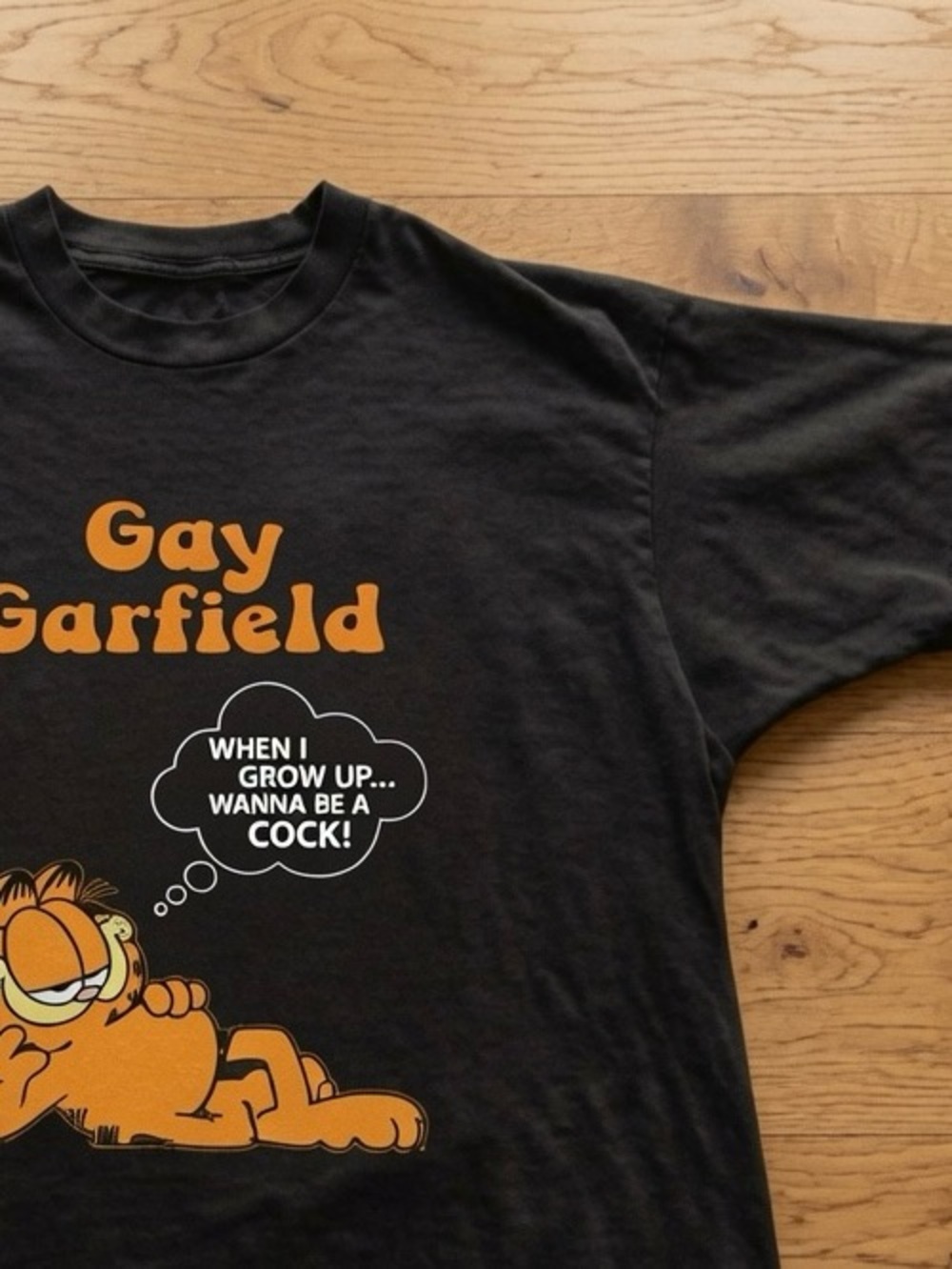 Black Garfield Graphic Tee with Orange - Picture 3 of 4